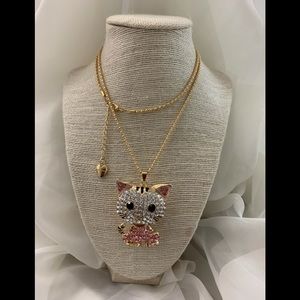 Betsey Johnson Pink Kitty with necklace.